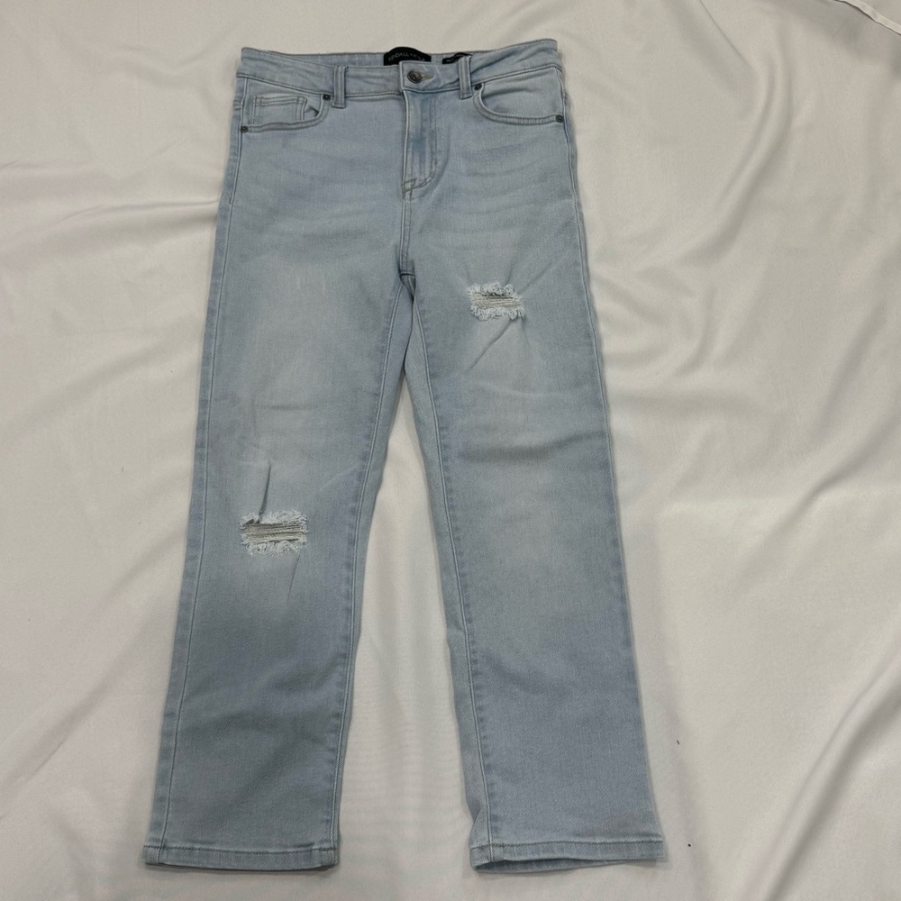 Kendall + Kylie Icon High Rise Straight Light Blue Distress Jeans 9/29